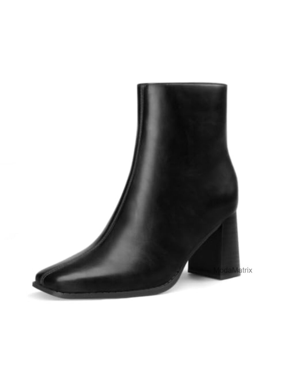 Square Toe Block Heel Booties Side Zip Non-Slip Sole